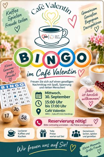 Bingo-Nachmittag im Café Valentin am 30. September