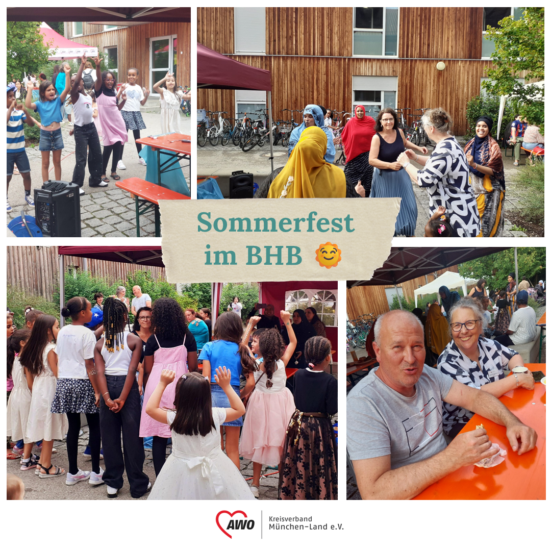 Collage aus Bildern von Menschen auf dem Sommerfest