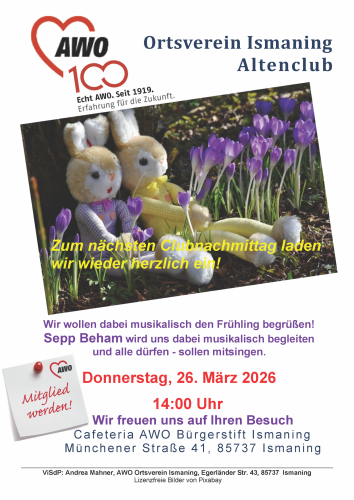 Altenclub: Nächster Clubnachmittag am 26. März