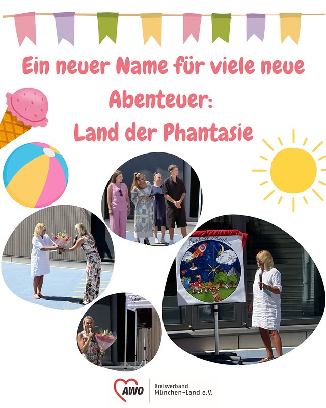 Collage zur Eröffnungsfeier des Horts Land der Phantasie
