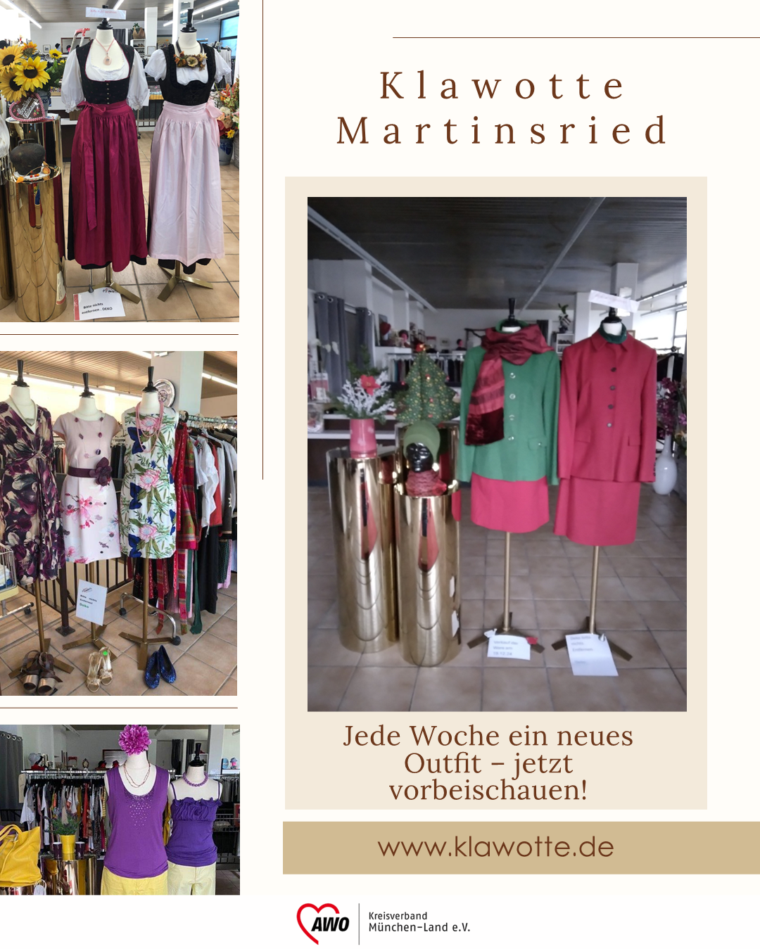 Verschiedene Outfits im Laden ausgestellt
