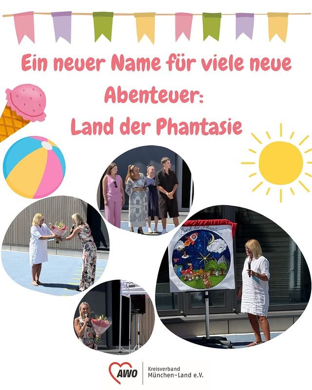 Collage zur Eröffnungsfeier des Horts Land der Phantasie