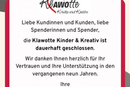 Klawotte Kinder & Kreativ ist dauerhaft geschlossen