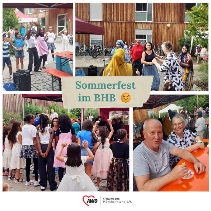 Collage aus Bildern von Menschen auf dem Sommerfest