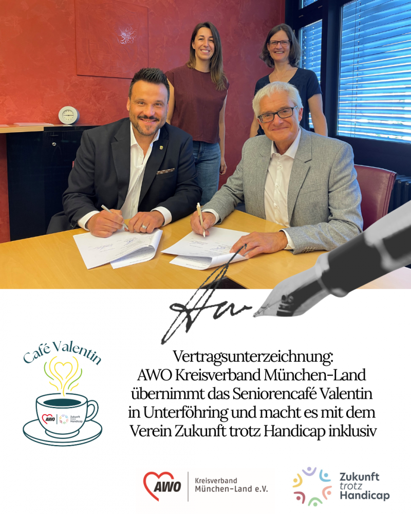 Foto bei Vertragsunterzeichnung für Café Valentin