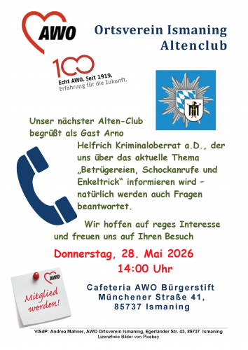 Altenclub mit Kriminaloberrat a.D.: Infos zu Betrügereien, Schockanrufen und Enkeltrick