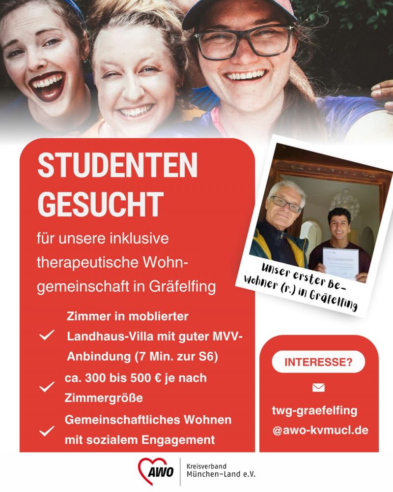 Junge Menschen und Text "Studenten gesucht!"