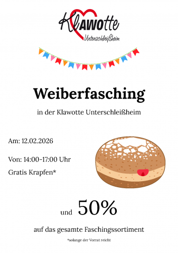Klawotte Unterschleißheim lädt zum Weiberfasching am 12.2. ein
