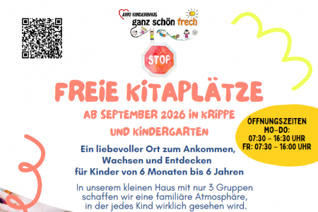 Ab September: Freie Krippen- und Kindergartenplätze im Kinderhaus ganz schön frech